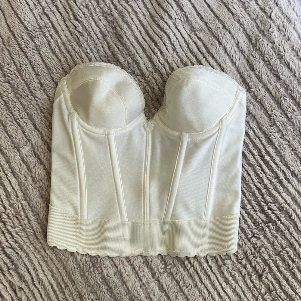 Vintage White Corset Top Size 34 A / M Sheer Lingerie dainty lace floral